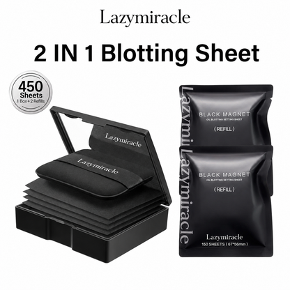 ✨Lazymiracle™  Black Magnet Oil Blotting Setting Sheets – 450 Sheets