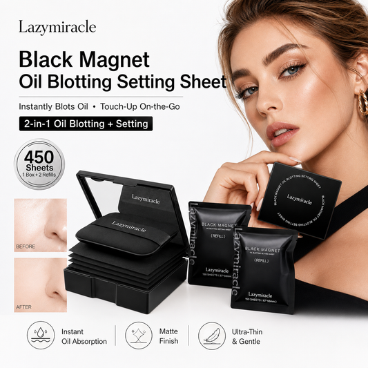 ✨Lazymiracle™  Black Magnet Oil Blotting Setting Sheets – 450 Sheets