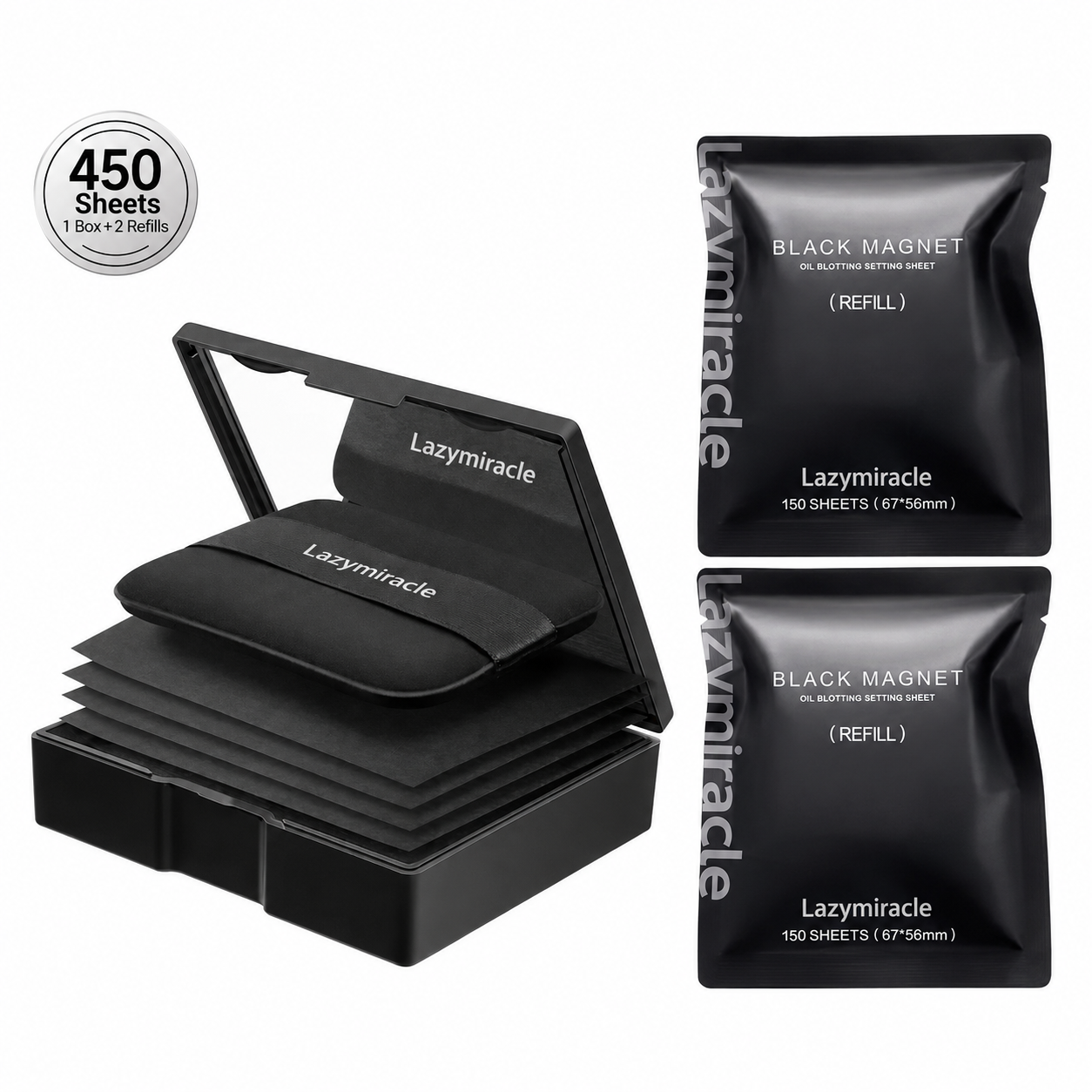 ✨Lazymiracle™  Black Magnet Oil Blotting Setting Sheets – 450 Sheets