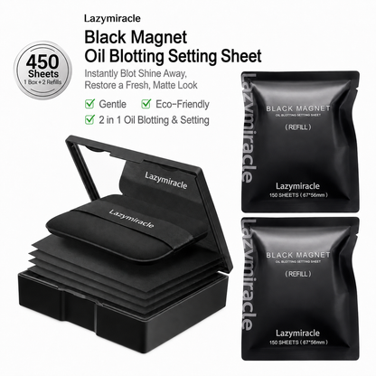 ✨Lazymiracle™  Black Magnet Oil Blotting Setting Sheets – 450 Sheets