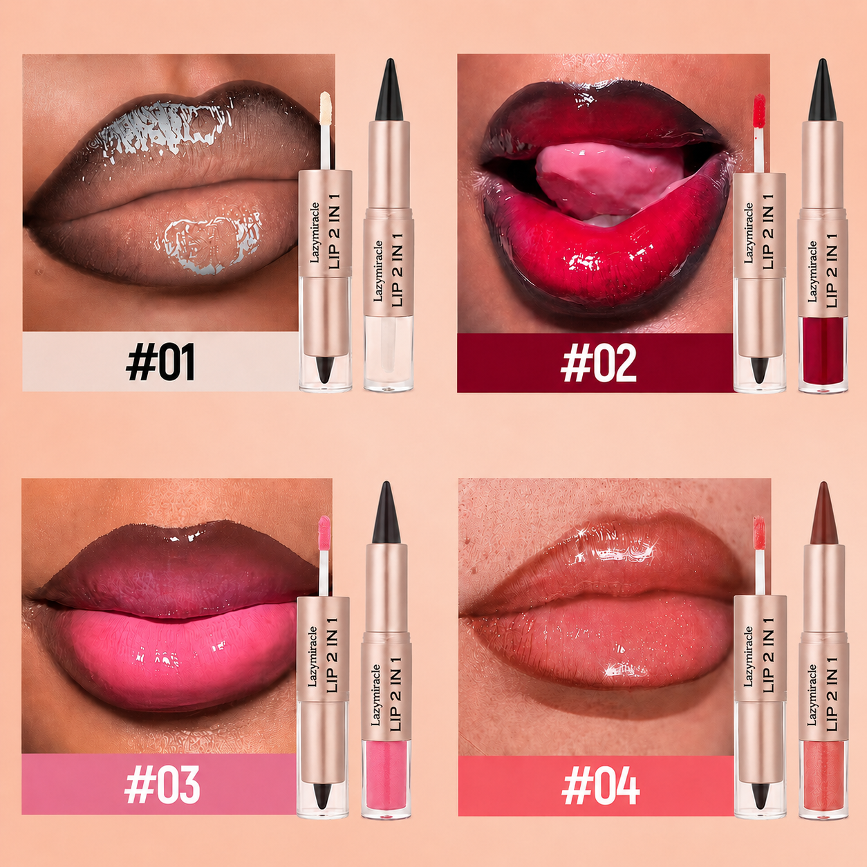 💋Lazymiracle™Dual-Ended Matte & Glossy Lip Set 💋