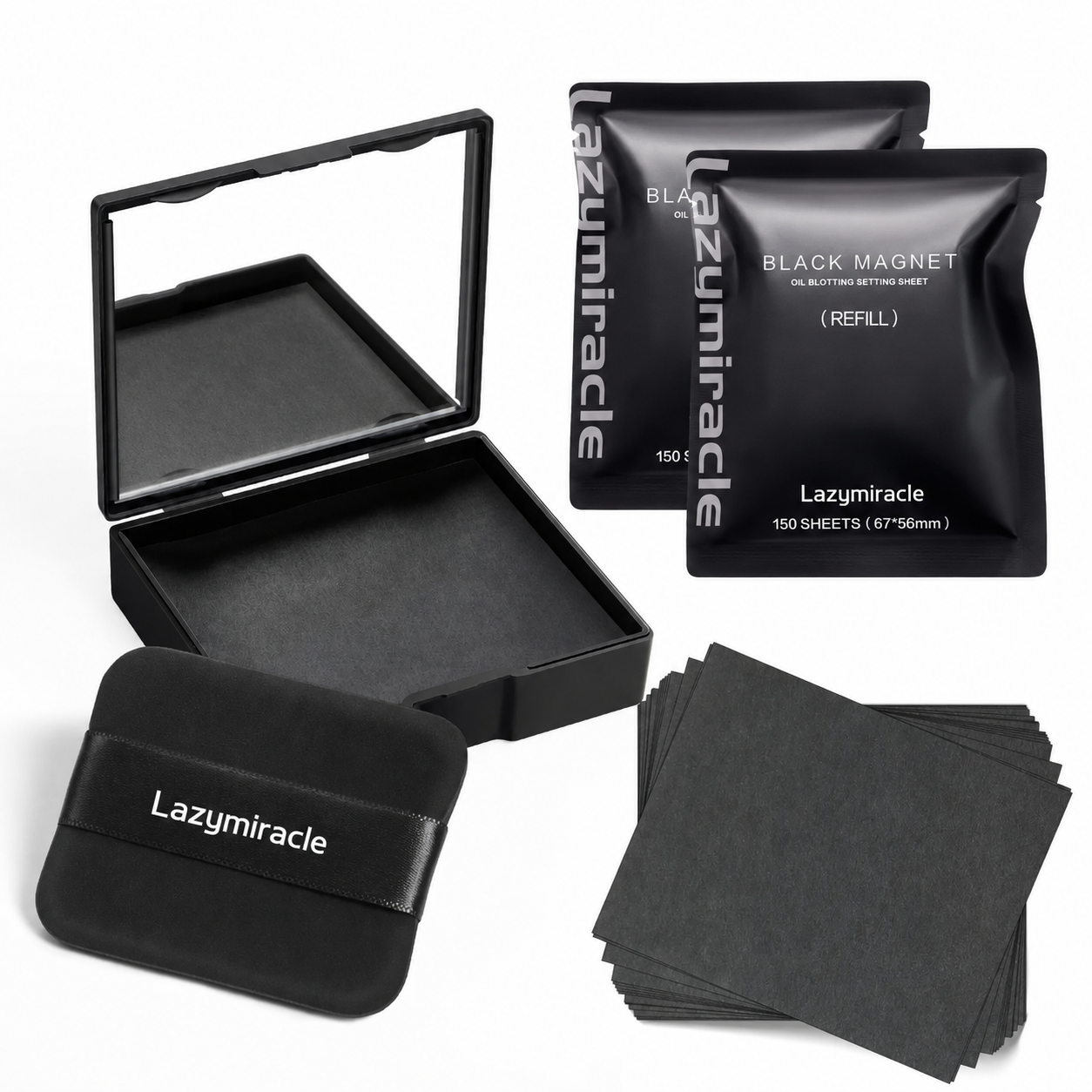 ✨Lazymiracle™  Black Magnet Oil Blotting Setting Sheets – 450 Sheets