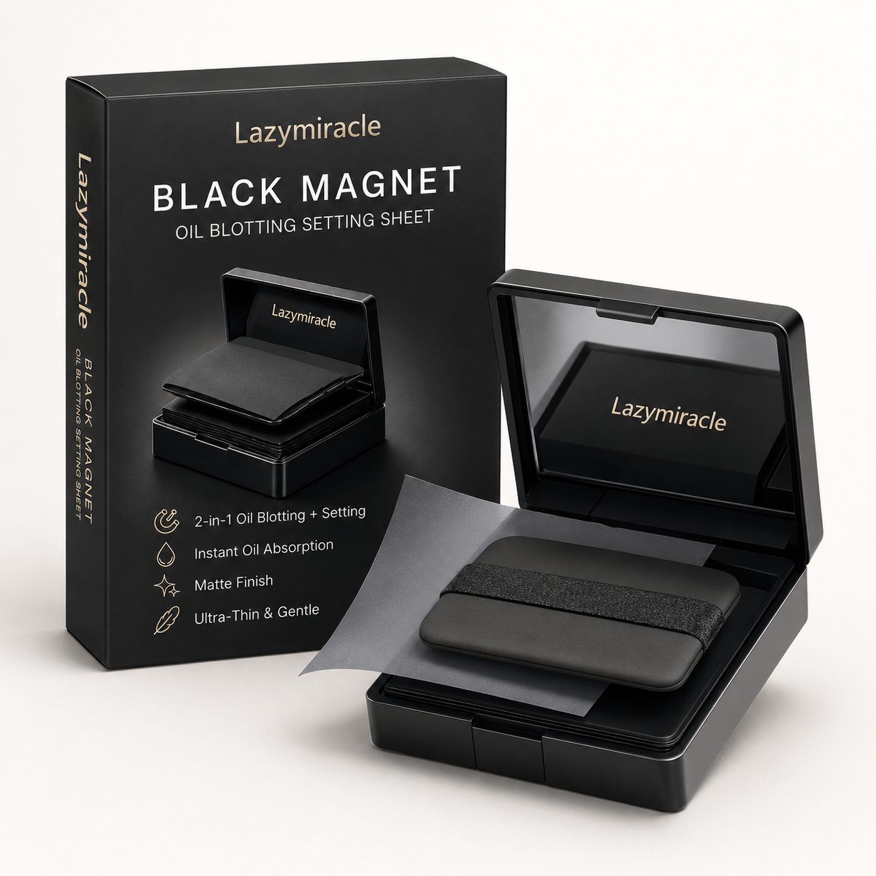✨Lazymiracle™  Black Magnet Oil Blotting Setting Sheets – 450 Sheets